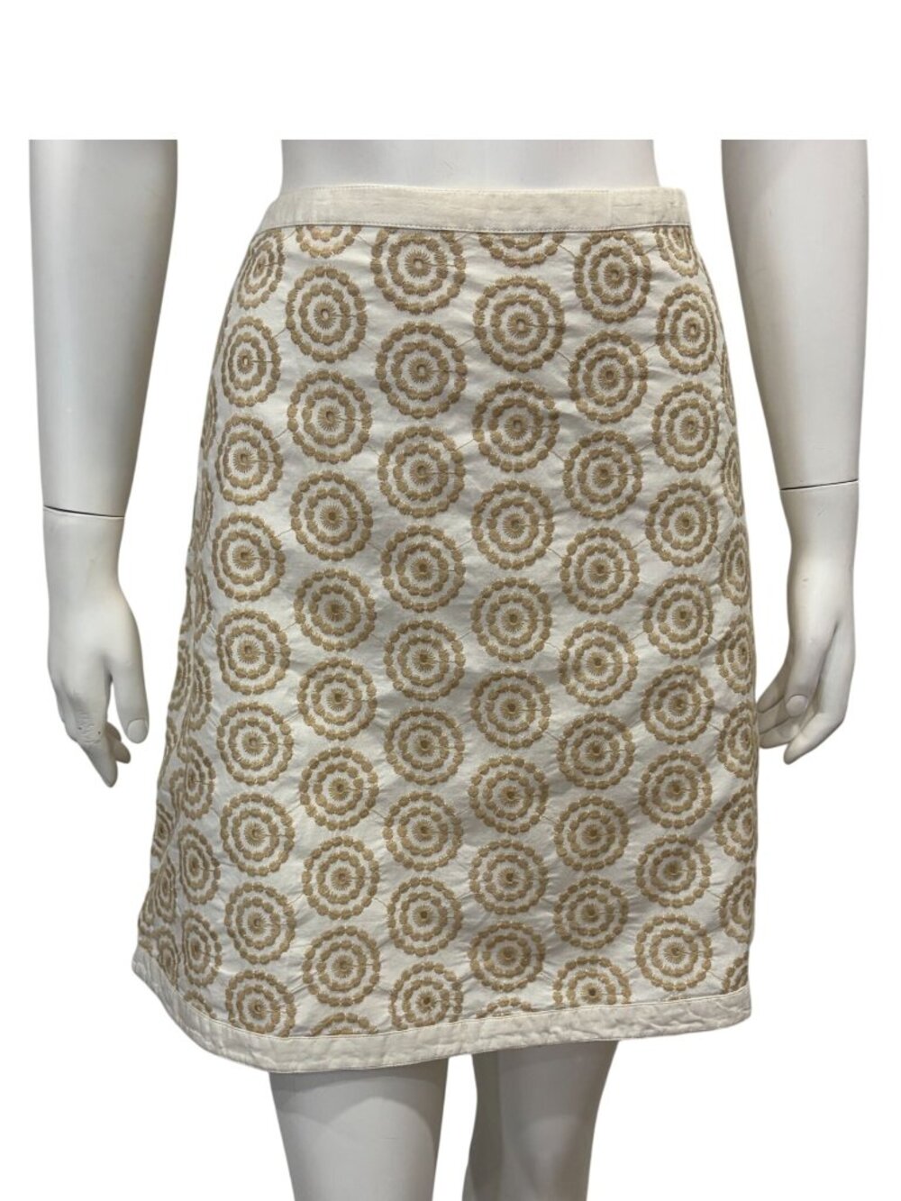 Boden Embroidered Circle Print A Line Skirt US Size 12R Lined Cotton Casual